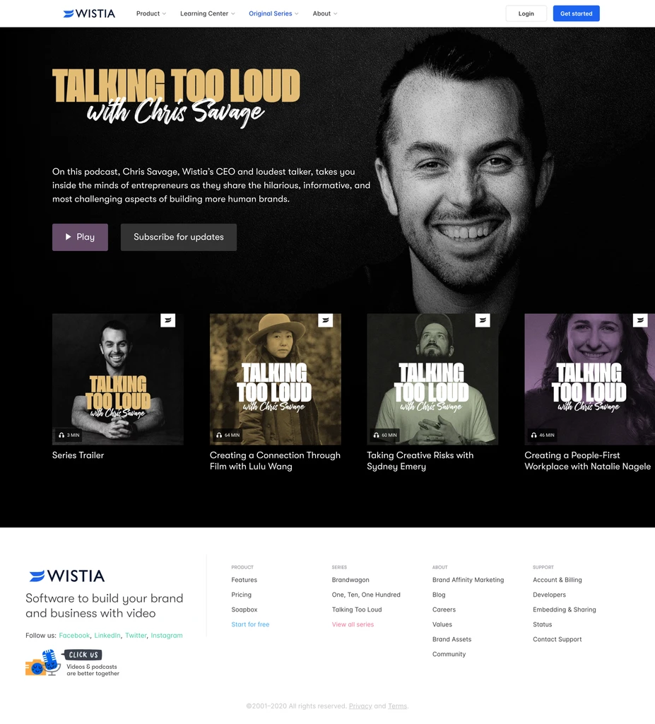 Wistia - Talking Too Loud Website